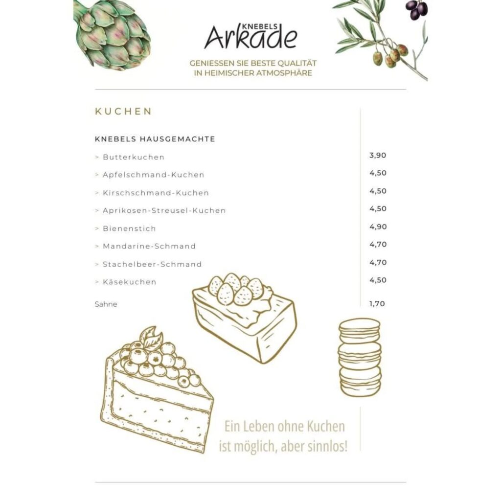 Ab sofort könnt Ihr bei uns Speisen und Getränke in bester Qualität genießen. Wir freuen uns auf euch!

#knebelsarkade #restaurant #gastronomie #gastro #cafeteria #feinkostgeschäft