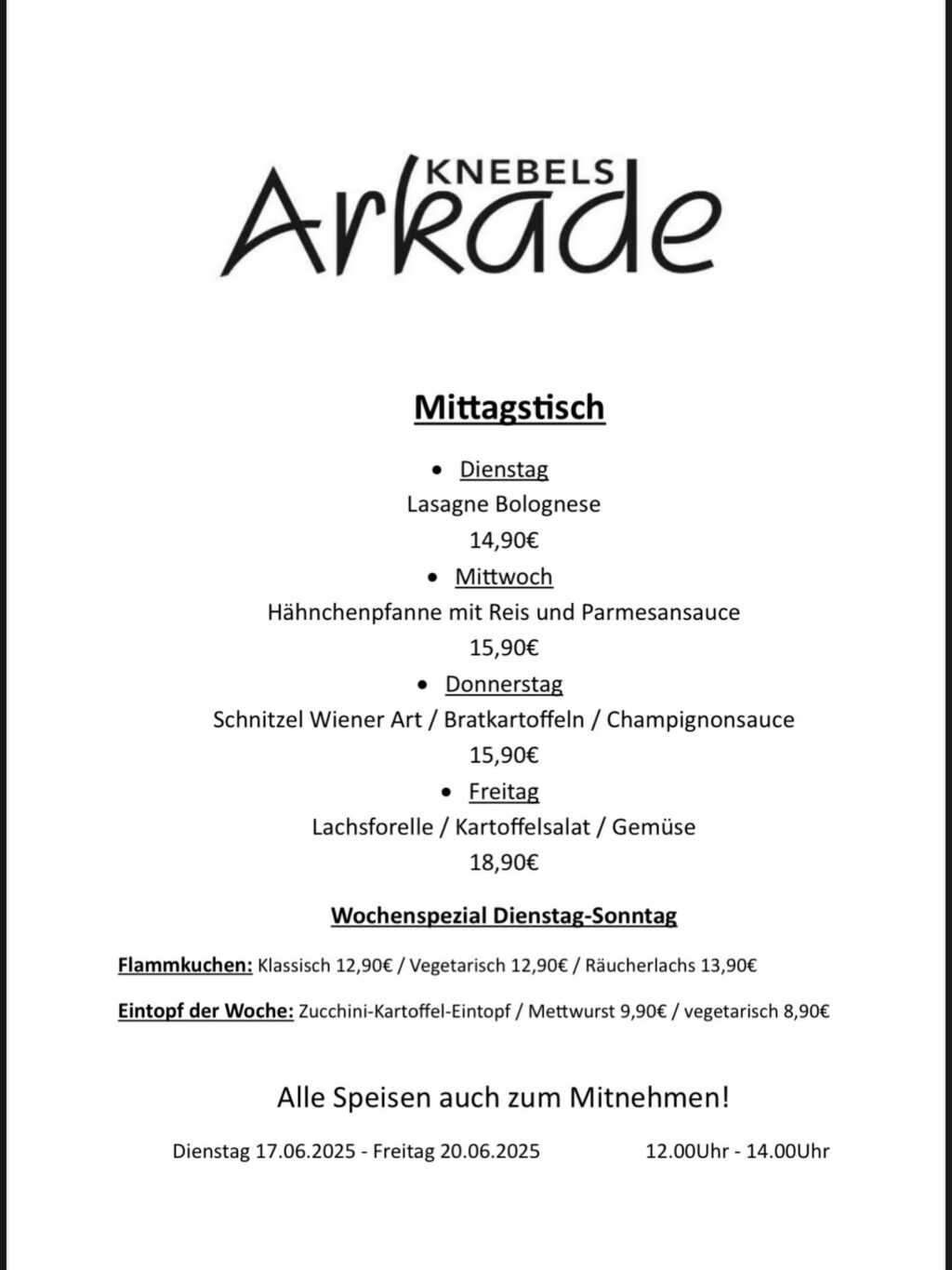 Der Mittagstisch für diese Woche steht! Also wenn ihr Lust auf leckeres Essen habt dann kommt vorbei! #mittagstisch #westerholt #arkade
