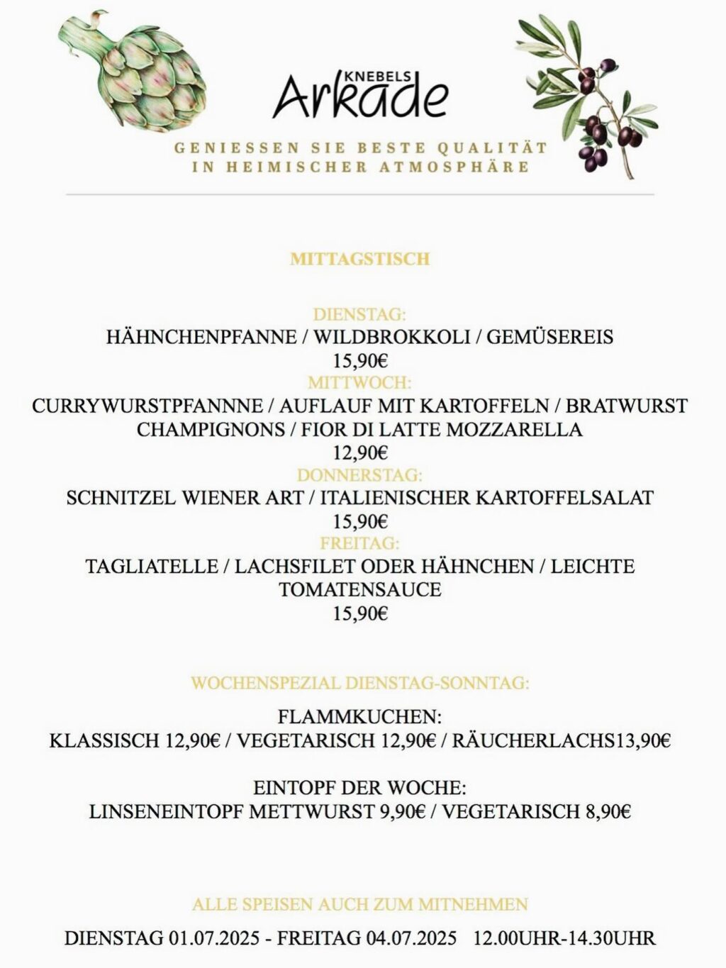 Der neue Mittagstisch für diese Woche ist für euch bereit❤️👍 kommt bei dem super Wetter auch gerne auf ein Eis bei uns vorbei 🌞 #arkarde #mittagstisch #sommer #feelgoodfood #foodie