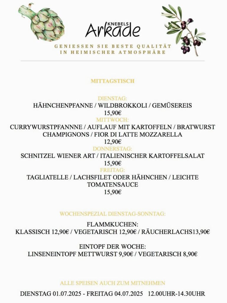 Der neue Mittagstisch für diese Woche ist für euch bereit❤️👍 kommt bei dem super Wetter auch gerne auf ein Eis bei uns vorbei 🌞 #arkarde #mittagstisch #sommer #feelgoodfood #foodie
